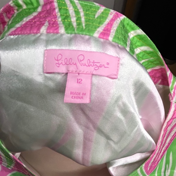 Lilly Pulitzer Silk Dress Size 12 Pink And Green Leaf Print - Picture 4 of 6